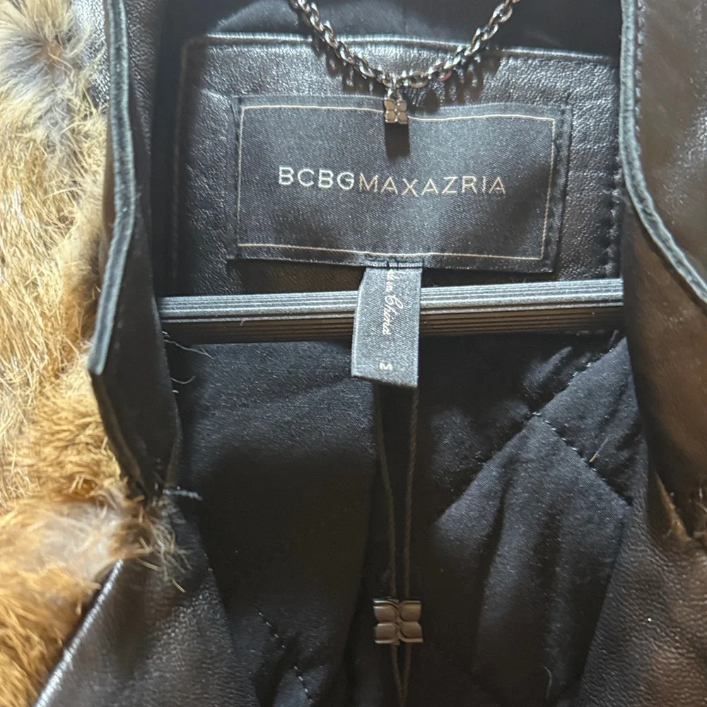 BCBGMaxAzria Brown Faux Fur Vest with Black Accents - Picture 2 of 4